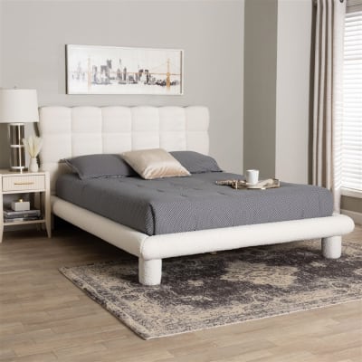 Ralayna Platform Queen Bed in Ivory Finish by Baxton Studio - BAX-BBT61168-A1-Ivory-Queen