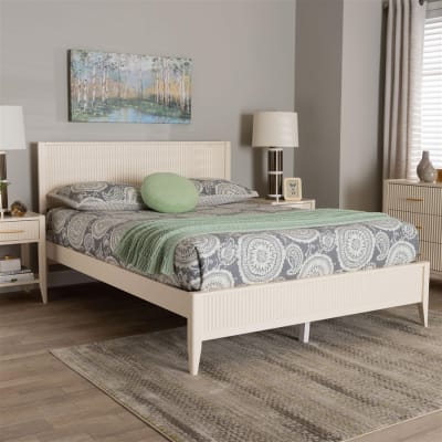 Primrose Platform Queen Bed in Ivory Finish by Baxton Studio - BAX-SW8596-Ivory-Queen