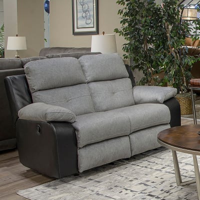 Felix Rocking Reclining Loveseat in Black and Granite Fabric by Catnapper - 1142-2