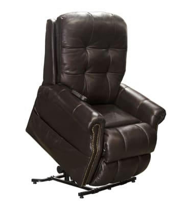Madison Power Lift Lay Flat Recliner with Heat and Massage in Chocolate Leather by Catnapper - 4891-CH