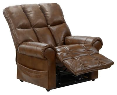 Stallworth POWER Lift Full Lay Out Chaise Recliner in Chestnut Leather by Catnapper - 4898-CH