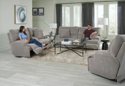 Renaldo 2 Piece Zero Gravity Power Lay Flat Reclining Set in Stone Fabric by Catnapper - 6128-SET