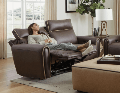 Nico Power Headrest Reclining Loveseat in Walnut Fabric by Catnapper - 63502