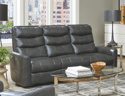 Bosa Power Reclining Sofa in Charcoal Leather by Catnapper - 64591