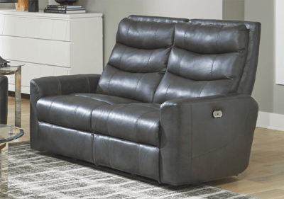 Bosa Power Reclining Loveseat in Charcoal Leather by Catnapper - 64592