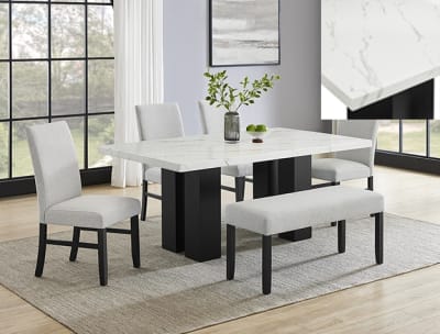 Parkside 5 Piece Dining Room Set in Marble Look Top and Dark Finish by Crown Mark - CM-1312T-4268-5P