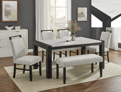 Jules 5 Piece Dining Room Set in Faux Marble Top by Crown Mark - CM-1322T-3866-5P