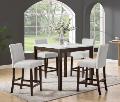 Lennon 5 Piece Counter Height Dining Room Set in Brown Finish by Crown Mark - CM-1715SET-BRN