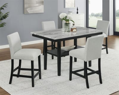 Marbel 5 Piece Counter Height Dining Room Set in Faux Marble Tabletop by Crown Mark - CM-1718SET