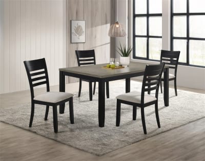 Folio 5 Piece Dining Room Set in Wood Grain Top and Black Finish by Crown Mark - CM-2132T-4070-5P