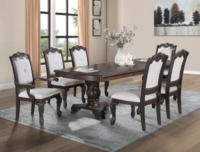 Kiera Rectangular Table 7 Piece Dining Set in Coffee Brown Finish by Crown Mark - CM-2149T-44108-7P