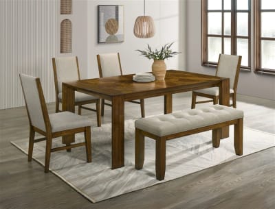 Hollister 5 Piece Dining Room Set in Brown Finish by Crown Mark - CM-2153T-4071-5P