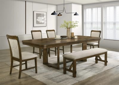 Broadmoor 5 Piece Dining Room Set in Wood Grain Finish by Crown Mark - CM-2155T-42102-5P