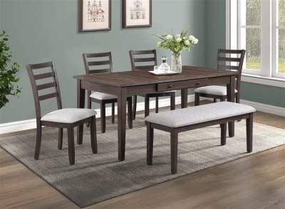 Wagner 5 Piece Dining Room Set with Storage in Rich Wood Finish by Crown Mark - CM-2326T-3666-5P