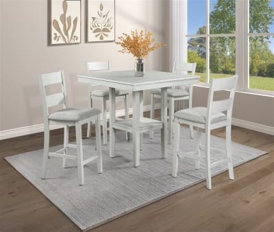 Lester 5 Piece Counter Height Dining Room Set in Driftwood Finish by Crown Mark - CM-2631SET-DW