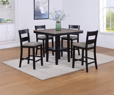 Lester 5 Piece Counter Height Dining Room Set in Light Grey Finish by Crown Mark - CM-2631SET-LG