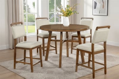 Blanche 5 Piece Counter Height Dining Room Set in Brown Finish by Crown Mark - CM-2761BRN-T-48-5P