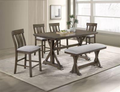 Lloyd 5 Piece Counter Height Dining Room Set in Brown Wood Finish by Crown Mark - CM-2837T-3671-5P