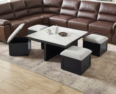 Marta 5 Piece Coffee Table Set in Faux Marble-Look Tabletop by Crown Mark - CM-4131SET