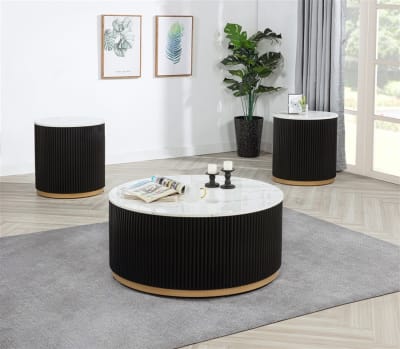 Kara 3 Piece Cocktail Table Set in Marble-Inspired Tabletop by Crown Mark - CM-4219SET
