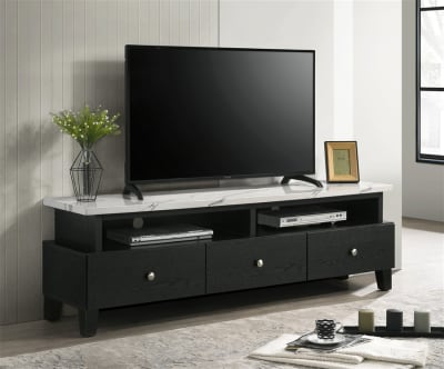 Alina 71 inch TV Console in Faux Marble Top and Black Finish by Crown Mark - CM-4811-9