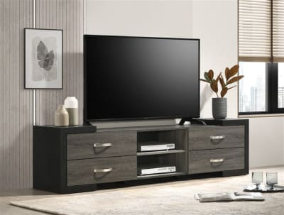 Brant 70 inch TV Console in Grey Finish and Black Accents by Crown Mark - CM-4812GY-9