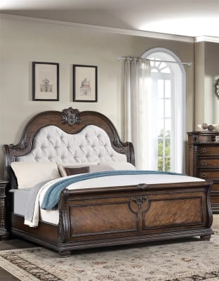 Stanley Queen Bed in Coffee Brown Finish by Crown Mark - CM-B1610-Q