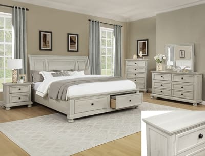 Claribelle Storage Bed 6 Piece Bedroom Set in White Finish by Crown Mark - CM-B1820-SET