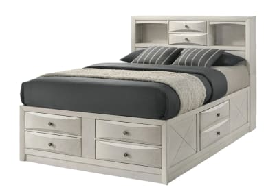 Emily Queen Storage Bed in White Finish by Crown Mark - CM-B4255-Q
