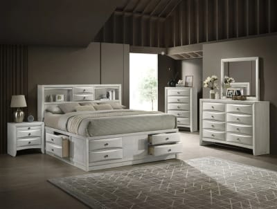 Emily Storage 6 Piece Bedroom Set in White Finish by Crown Mark - CM-B4255-SET
