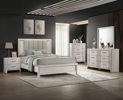 Carlton 6 Piece Bedroom Set in White Mist Finish by Crown Mark - CM-B5552-SET