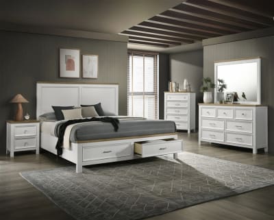 Aston Storage Bed 6 Piece Bedroom Set in White Finish by Crown Mark - CM-B6550-SET