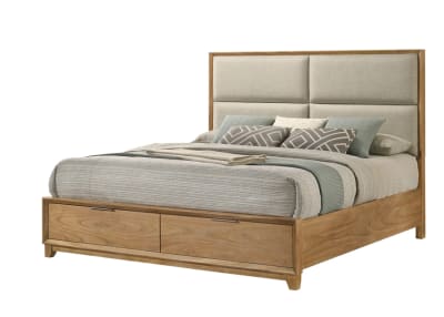 Florian Platform Storage Queen Bed in Natural Finish by Crown Mark - CM-B6572-Q