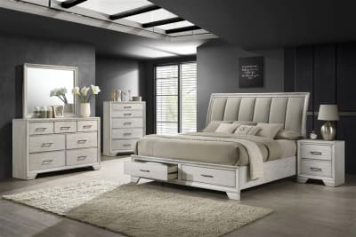 Jaymes Storage Bed 6 Piece Bedroom Set in White Mist Finish by Crown Mark - CM-B6582-SET