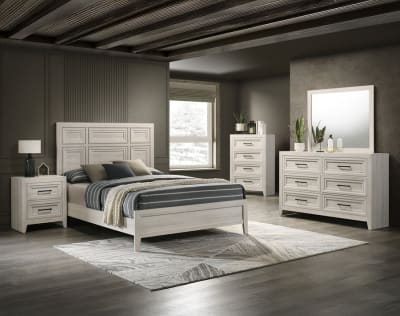 Lorraine 6 Piece Twin Bedroom Set in Antique White Finish by Crown Mark - CM-B6600-T-SET