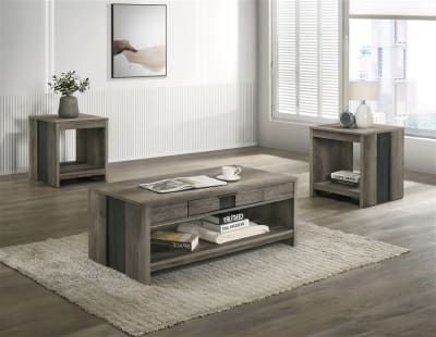 Rangley 3 Piece Cocktail Table Set in Grey/Brown Finish by Crown Mark - CM-B6830-CE-SET