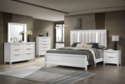 Cressida 6 Piece Bedroom Set in White Finish by Crown Mark - CM-B7300-SET