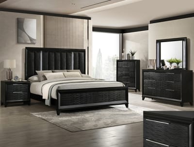 Cressida 6 Piece Bedroom Set in Black Finish by Crown Mark - CM-B7350-SET