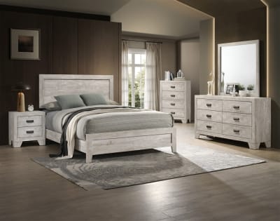 Millie 6 Piece Twin Bedroom Set in Whitewashed Finish by Crown Mark - CM-B9220-T-SET