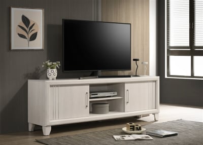 Charlie 71 inch TV Console in Clean White Finish by Crown Mark - CM-B9230-9