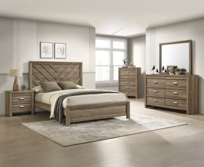 Valor 6 Piece Bedroom Set in Light Brown Finish by Crown Mark - CM-B9332-SET
