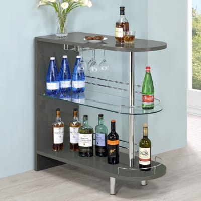 Adolfo Bar Unit in High Gloss Grey Finish by Coaster - 101073