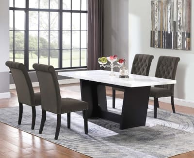 Osborne White Marble Top Table 5 Piece Dining Set in Rustic Espresso Finish by Coaster - 115511