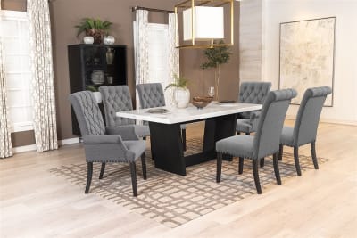 Osborne White Marble Top Table 5 Piece Dining Set in Rustic Espresso Finish by Coaster - 115511