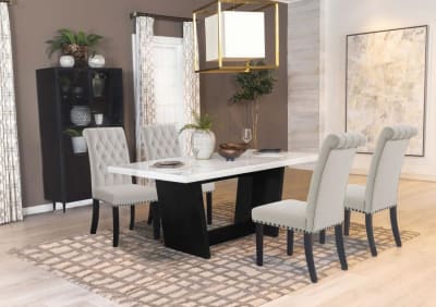 Osborne White Marble Top Table 5 Piece Dining Set in Rustic Espresso Finish by Coaster - 115511
