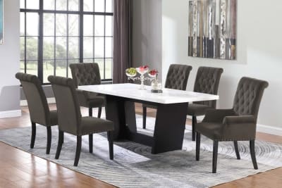 Osborne White Marble Top Table 7 Piece Dining Set in Rustic Espresso Finish by Coaster - 115511