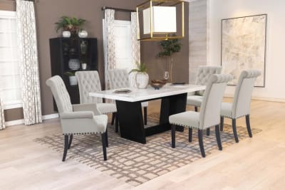 Osborne White Marble Top Table 7 Piece Dining Set in Rustic Espresso Finish by Coaster - 115511