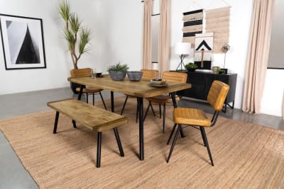 Maverick 5 Piece Dining Set in Natural Mango and Black Finish by Coaster - 123041-C