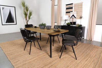 Maverick 5 Piece Dining Set in Natural Mango and Black Finish by Coaster - 123041-E