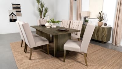 Tyler Rectangular Double V-Leg Table 5 Piece Dining Set in Mango Brown Finish by Coaster - 130511